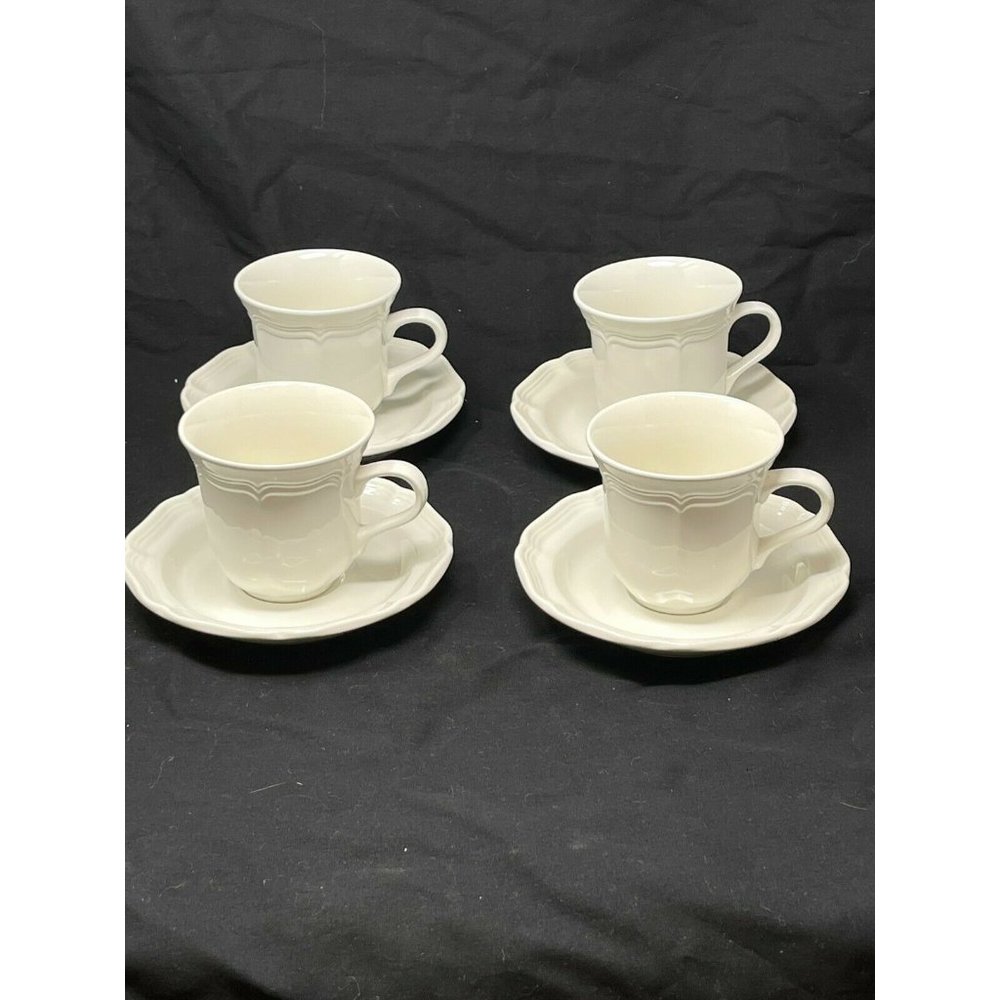 Mikasa French Countryside Teacups 9oz And Saucer 4 Piece Set 8pc Total F9000